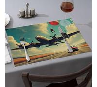 Home Decor A Parachute Jumper Is Being Pulled By An Airplane While A Car Drives Below Dining Place Mats Tablecloth Silicone Mats For Kitchen Counter(1PCS)