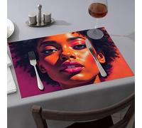 Home Decor A Vibrant, Colorful Portrait Of An Individual With Striking Features Dining Place Mats Spring Placemats Easter Table Decorations(6PCS)