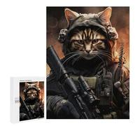 Home Décor Activity - Animal Soldier Cat, Decorative Jigsaw for Grown-Ups, 500 PCS, for Mindful Indoor Entertainment