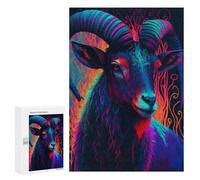 Home Décor Activity - Colorful Ram Art Print, Decorative Wooden Puzzle, 300 PCS; for Shared Table Time