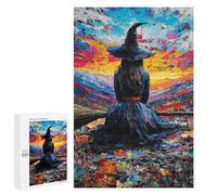 Home Décor Activity - Witch on Broomstick Painting-1, Decorative Jigsaw for Grown-Ups, 1000 PCS, for Mindful Indoor Entertainment