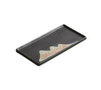 Home decor aesthetic,Kung Fu Ceramic Dry Tea Simple Retro Stoneware Tea Ceremony Accessories Tray(Black B)