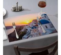 Home Decor Blue Domes Against A Sunset Sky Dining Place Mats Spring Placemats Easter Table Decorations(4PCS)
