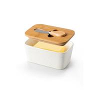 HOME DECOR Ceramic Butter Dish with lid and Knife 250g-Reactive White | 250g / 260ml capacity, reactive glaze ceramic, ideal for large family, microwave and dishwasher safety