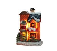 Home Decor Christmas Village Sets Christmas Decoration LED Lighted Village H0uses Winter Collectible Buildings Decorative Tabletop Decoration Xmas Holiday Ho (F, 7x5 5x9cm)