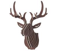 Home Decor DIY 3D Cut Wooden Puzzle Kit Deer Head Wall Mounted Sculpture Modern Animal Head Wood Wall Hanging (Coffe)