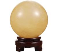 Home Decor For Calcite Ball, Decorative Natural Fluorite Sphere, Unique Handcrafted Gemstone Ball, With Wooden Stand, 9 Cm/3.5 Quartz Crystal Ball