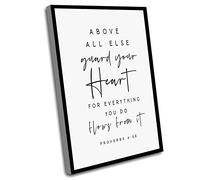 Home Decor For Living Room,Proverbs 4 23 Above All Else Guard Your Heart Bible Verse Print Wall Art Minimalist Farmhouse Scripture Printable Christian Office Decor,12x16 Inch UnFramed Wall Art