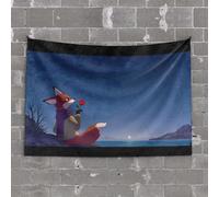 Home Decor for Men A Fox Holding A Rose Gazes at The Stars Tapestry Tapistreys for Room Door Decorations for Bedroom(75X100CM)
