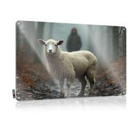 Home Decor For Men Lonely Sheep In The Foggy Forest Tin Sign Office Tin Sign Bar Man Cave Decor(20X30CM)