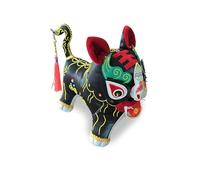 Home Decor Handmade Cloth Tiger, Handmade Black Chinese Cloth Tiger Doll Folk Art Embroidered Plush Toy Cultural 8 Inches