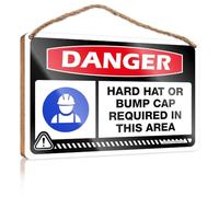 Home Decor Ideas Kitchen Danger Hard Hat Or Bump Cap Required In This Area Wooden Sign Fall Door Decor Home Hanging Sign(15X28CM)