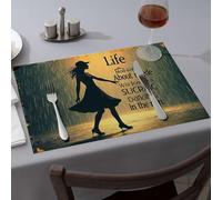 Home Decor Life Is About Finding Joy In The Rain Dining Place Mats Spring Placemats Easter Table Decorations(1PCS)