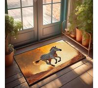 Home Decor Men A Zebra Gallops Across A Sunlit Savanna Doormat Summer Front Door Mat Farmhouse Bath Mat(65X90CM)