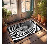 Home Decor Men A Zebra Walks Through A Black And White Striped Tunnel Doormat Summer Front Door Mat Farmhouse Bath Mat(40X60CM)
