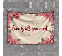 Home Decor Men Love is All You Need: A Romantic Floral Frame Tapestry Beer Decor Wall Decor Aesthetic(75X100CM)