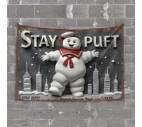 Home Decor Men Stay Puft Marshmallow Man: A Giant Snowman in The Cityscape Tapestry Beer Decor Wall Decor Aesthetic(100X150CM)