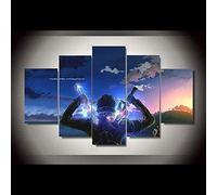 Home Decor Modular Pictures 5 Panel Cartoon Sword Art Online Poster Wall Art Canvas Print Animating Painting Modern Living Room