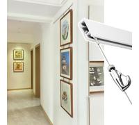 Home Decor Picture Hanging Systems, White Plaster Walls Artwork Display Bracket, Flexible Picture Rail Hanging Hooks and Wire Adjustable(3.3'/1m Cable,59"/150cm Track)