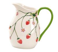 Home Decor Pitcher Vase, Ceramic Floral Vessel, Smooth Gloss, Artful Handle, Pour Spout, Centerpiece Accent for Dining Room, Entry Table, Study Corner Pitcher Flower Holder Tabletop Accent Vessel Desk