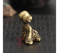 Home Décor Portable Brass Little Monk Buddha Zen Statue Pocket Sitting Hand Toy Home Office Desk Decorative Ornament Art Decorative
