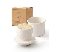 HOME DECOR Reactive Glaze Butter Crock with Lid,French Relief Butter Dish with Water Line,Butter Keeper for Fresh Spreadable Butter-Speckled Cream