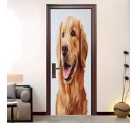 Home Decor Self-Adhesive Door Murals 77x200 cm Animal Golden Retriever Door Sticker Waterproof Vinyl Film White Removable Stickers for Home Living Bedroom Kitchen