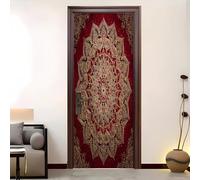 Home Decor Self-Adhesive Door Murals 90x200 cm Gorgeous Mandala Pattern Door Sticker Waterproof Vinyl Film Red Removable Stickers for Home Living Bedroom Kitchen
