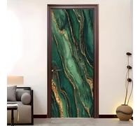 Home Decor Self-Adhesive Door Murals 90x200 cm Marble Texture Door Sticker Waterproof Vinyl Film Green Removable Stickers for Home Living Bedroom Kitchen