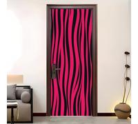 Home Decor Self-Adhesive Door Murals 95x215 cm Abstract Zebra Stripes Door Sticker Waterproof Vinyl Film Black Removable Stickers for Home Living Bedroom Kitchen