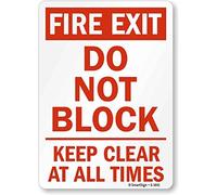 Home Decor Sign Fire Exit Do Not Block Keep Clear At All Times Black Red On Yellow Metal Signmetal Tin Sign 8X12 Inch