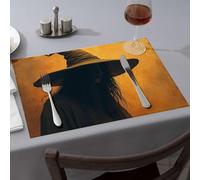 Home Decor Silhouette Of A Wizard With A Wide-Brimmed Hat Dining Place Mats Spring Placemats Easter Table Decorations(1PCS)