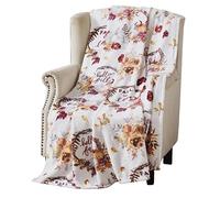 Home Decor Soft Fall Fleece Throw Blanket: Harvest Love Fall in Love Pumpkin Floral Oversized Measures 70" inches x 50" inches