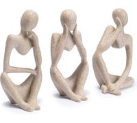Home Decor Thinker Statue Ornaments Gold Decor Abstract Art Sculpture, Golden Resin Collectible Figurines For Home Living Room Bathroom Decorative Home Accessories (A-Sandstone)