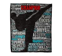Home Decor Throw Blanket, Essence of Martial Arts Graphics Karate, Warm Soft Cozy Flannel Bed Blankets for Bed, Couch, Sofa and Chair, All Seasons Suitable, 80x60 inches