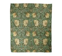 Home Decor Throw Blanket, William Morris Green Art Nouveau Floral, Warm Soft Cozy Flannel Bed Blankets for Bed, Couch, Sofa and Chair, All Seasons Suitable, 80x60 inches