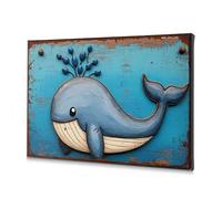 Home Decor Wall A Whimsical Blue Whale With Barnacles On Its Back Swims In An Ocean Scene. Canvas Decorative Picture Wall Pictures For Living Room Easter Wall Decor(40x60cm)