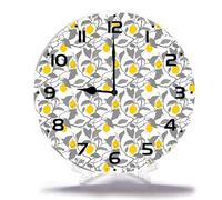 Home Decor Yellow Lemon Round Wall Clock Silent Non-Ticking Battery Operated Clock 25cm Home Decor for Living Room, Bathroom, Bedroom, Kitchen