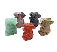 home decoration 1-10PC 1.5" Rabbit Figurine Natural Stone Carving Animals Statue Crystal Rose Quartz Craft Gemstone Figure Home Decoration Gift (Color : Mix Random Stones, Size : 10pcs)