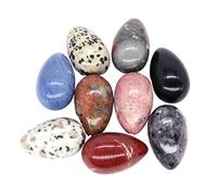 home decoration 1-10PC 24x40mm Natural Stones Polished Egg Shaped Gemstone Crafts Room Decor Crystals Rose Quartz Agate Home Decoration Gifts (Color : Mix Random Stones, Size : 1pcs)