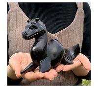 home decoration 18CM Natural Obsidian Hand-Carved Dragon Collectibles Polished Home Decoration Gift Hand Carving Craft Dragon Ornament Crystal
