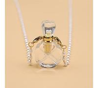 home decoration 1PC Natural Clear Quartz Stone Essential Oil Diffuser Pendant Stone Bead Chain Perfume Bottle Pendant Necklace Women Jewelry Party(Color:19x33x12mm)