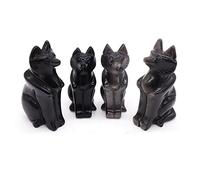 home decoration 1PC Natural Fox Statue Rose Quartz Black Silver Obsidian Clear Quartz Stone Hand Carved Crystal Animal Figurine Home Decor