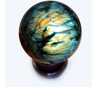 home decoration 1pc Natural Gemstone Labradorite Quartz Ball Sphere Crystal Craft 50mm-70mm for Decoration Suitable for Furniture Decoration (Color : 1pc 70mm)