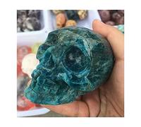 home decoration 1pc Natural Gemstones Folk Crafts Physiotherapy Decoration Blue Apatite Skulls 200-300g for