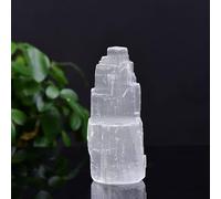 home decoration 1PC Natural Gypsum Column Tower Sculpture Crystal Craft Home Decoration Gift,White Gypsum,150-190g (Color : White Gypsum, Size : 150-190g)