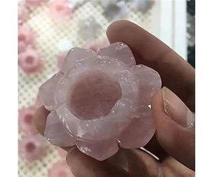 home decoration 1pc Natural Pink Quartz Hand Carved Rose Quartz Flower candlesticks Stone for Gifts 2inch