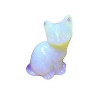 home decoration 1pc Natural Stone White Opal Cat Ornaments Handmade Carved Cat Animal Statue for Home Office Decoration Craft Gift Crystal