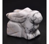 home decoration 1PC Rabbit Bunny Statue Mixed Gemstone Crystal Gemstone Pocket Animal Figurine Ornament Home Decoration Hand Carved(Color:White Howlite)
