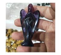 home decoration 1pcs 3 Inch Purple Fluorite Angel Natural Stone Pocket Worry Pranic Lucky Stone Crystal